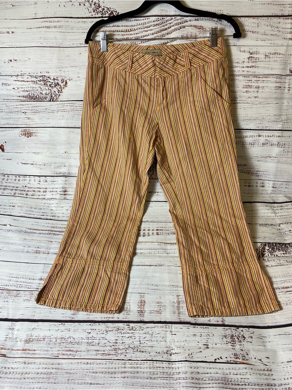 I.E. Relaxed Striped Capris in Yellow and Tan - Casual Summer Pants